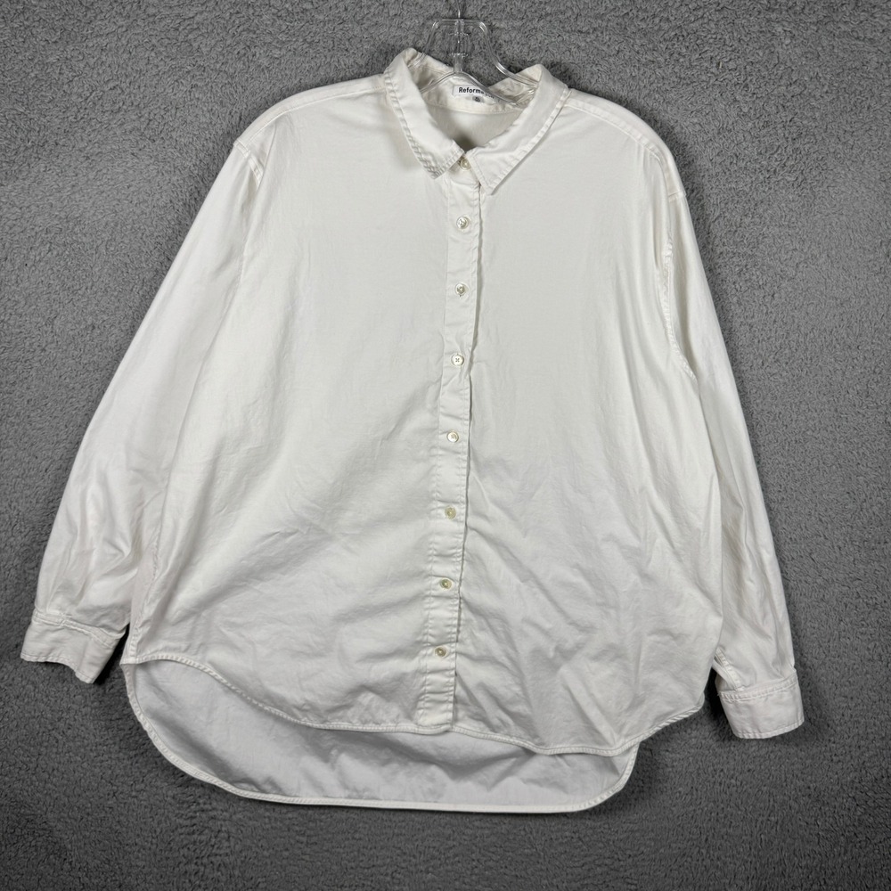 Reformation‎ Will Oversized Organic Cotton Button Down Shirt White XL 24416